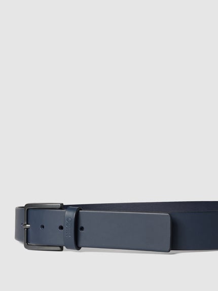 HUGO Leren riem, model 'Gionio' Marineblauw - 2
