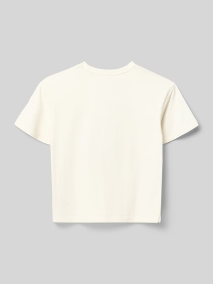Productfoto, Regular Fit T-Shirt uit pure katoen model 'SARA' van Only, effen, korte mouw, jersey met zijsplitten, rondhals