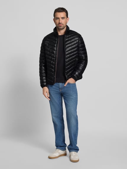 Tom Tailor Kurtka pikowana o kroju regular fit z detalami z siateczki Czarny 1