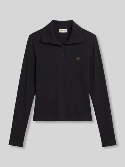 Calvin Klein Jeans slim fit shirt met lange mouwen van katoenmix Zwart - 2