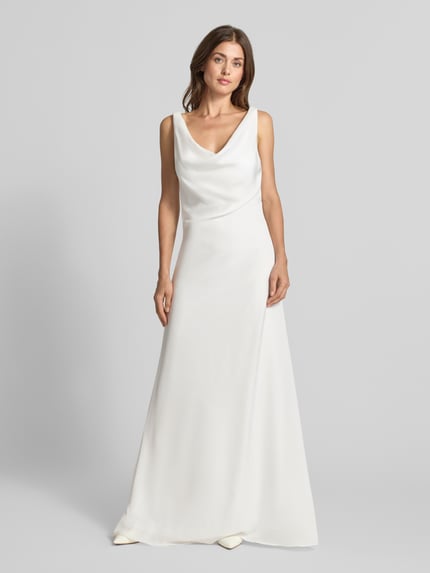 Mascara Abendkleid mit Wasserfall-Ausschnitt Offwhite 4