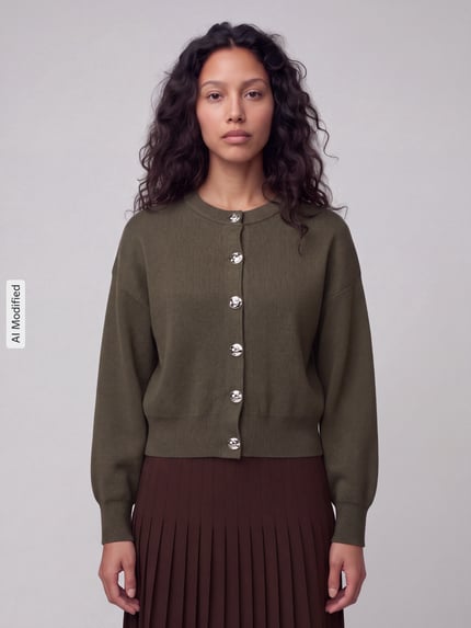 VERO MODA Regular Fit Strickjacke aus Viskose-Mix Modell 'NOELLA' Dunkelgruen 4