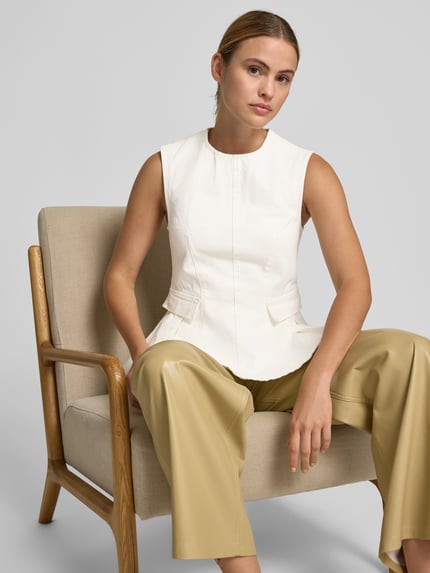 ROTATE Peplum top in denimlook Wit - 3