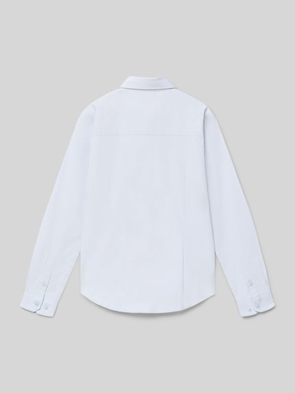 Produktfoto, biała koszula Slim Fit Businesshemd aus Baumwoll-Mix od s.Oliver RED LABEL, długi rękaw, gładka faktura, widok z tyłu