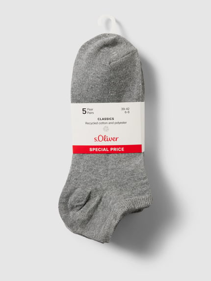 s.Oliver RED LABEL Sneakersocken mit Stretch-Anteil im 5er-Pack Hellgrau 3