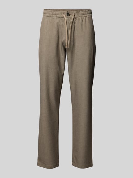 Produktfoto, Straight Leg Hose mit Viskose-Anteil Modell 'ROBERT' von SELECTED HOMME in melange-optik, elastischer Bund, seitliche Eingrifftaschen, beige Farbe, strukturierte Oberfläche