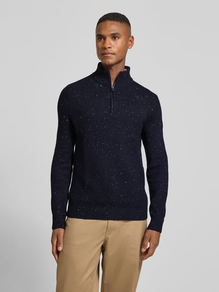 Tom Tailor Regular Fit Troyer aus Baumwoll-Mix Marine 4