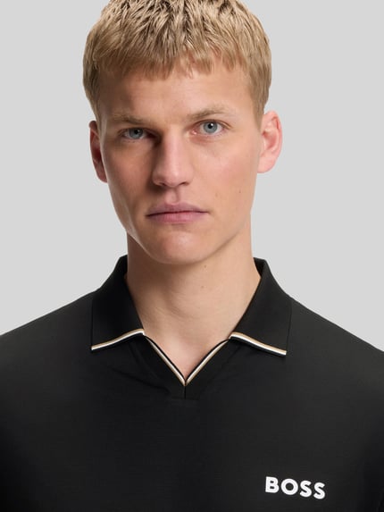 BOSS Green Koszulka polo o kroju slim fit z nadrukiem z logo model 'PL_TOC SERVE 2' Czarny 3