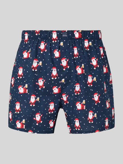 Christian Berg Men Boxershorts im Allover-Look mit elastischem Bund Dunkelblau 1