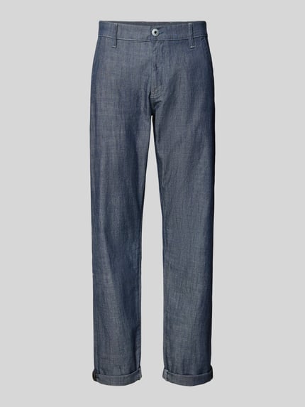 Produktfoto, Tapered Chino in Denim-Optik Modell 'Morry' van G-Star Raw, puur katoen, tapered fit, denimlook, achterzakken, blauwe tinten, bandwijdte maat 32/32 45 cm, binnenbeenlengte 81 cm