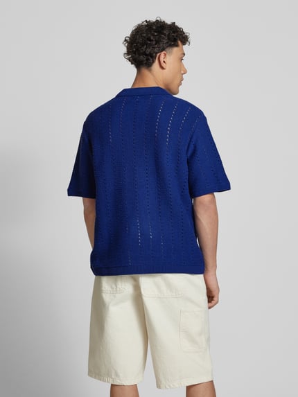 JACK & JONES Relaxed Fit Poloshirt mit Lochmuster Modell 'PAROS' Dunkelblau 5