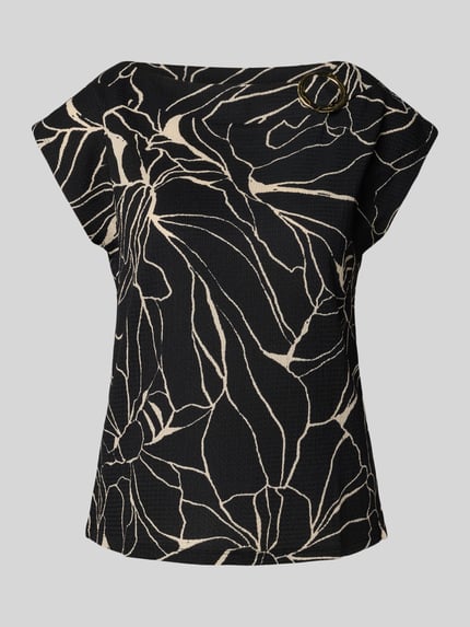 s.Oliver BLACK LABEL T-shirt o kroju relaxed fit z detalem biżuteryjnym Czarny 2
