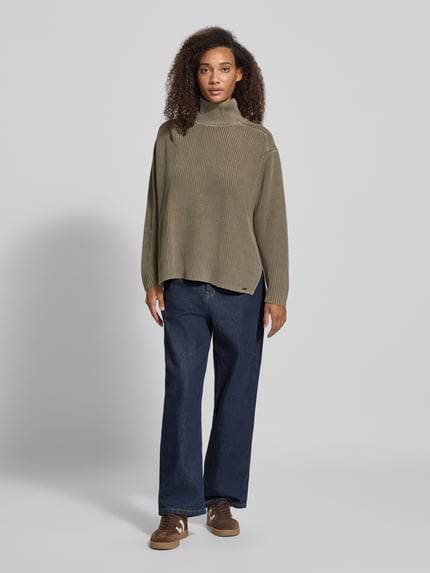 G-Star RAW Oversized Turtleneck-Pullover aus reiner Baumwolle Khaki 1