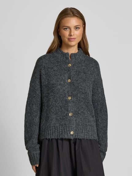 Neo Noir Relaxed fit gebreid jack met wol model 'Taura' Antraciet - 4