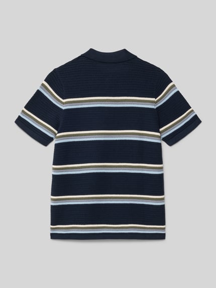 Productfoto, regular fit gebreid shirt model 'MAINE' van Jack & Jones, puur katoen, blauw met strepen, ruglengte maat 140: 58 cm