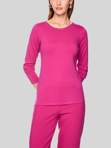 Marc Cain Slim Fit Langarmshirt aus Baumwoll-Mix Pink 4