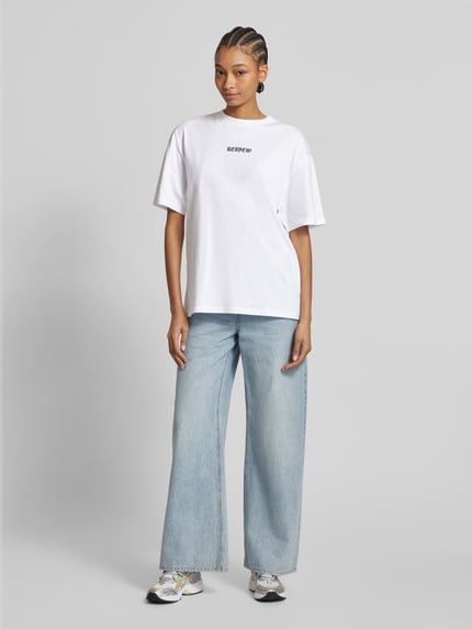 REVIEW Oversized T-Shirt mit Label-Print Weiss 1