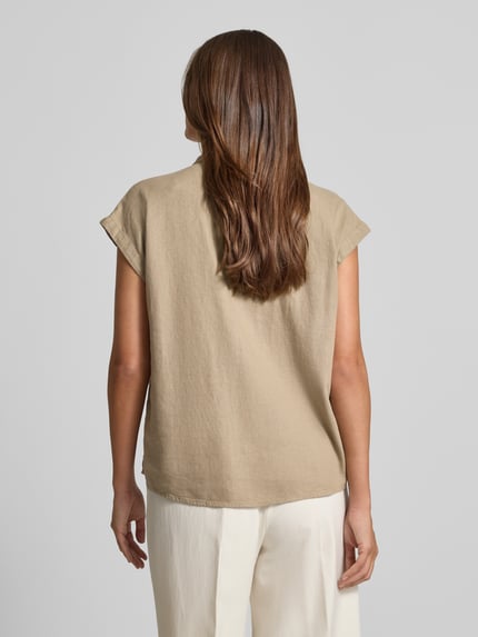 ICHI Regular Fit Bluse aus Leinen-Viskose-Mix Modell 'LINNO' Taupe 5