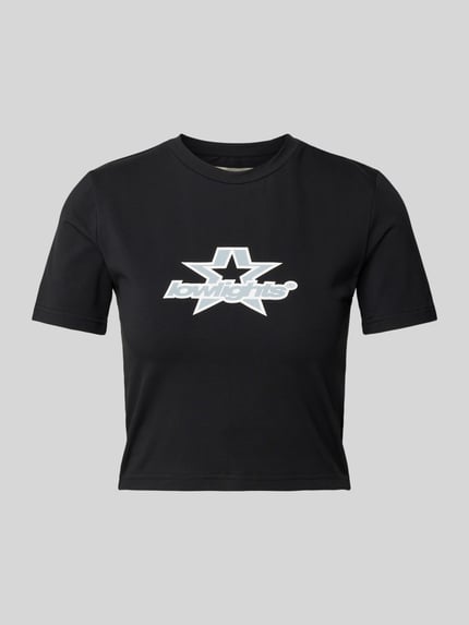 Low Lights Studios Kort T-shirt met labelprint, model 'SUPERSTAR' Zwart - 2