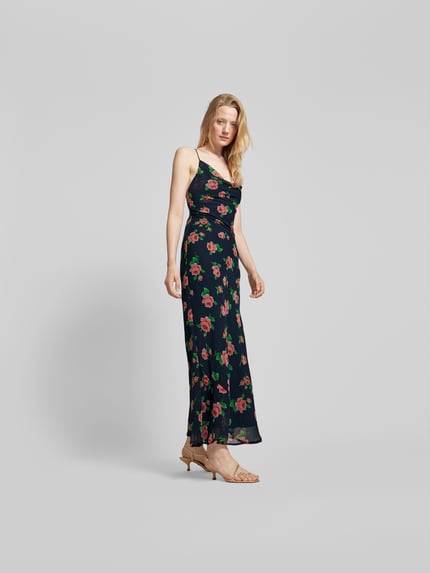 ROTATE Maxi-jurk met bloemenmotief Marineblauw - 1