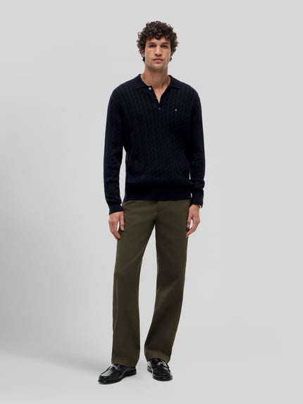Tommy Hilfiger Regular Fit Pullover aus reiner Baumwolle Marine 1