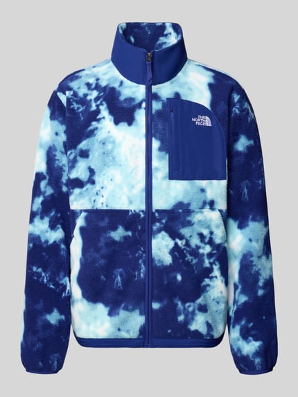 Produktfoto, Fleecejacke mit Stehkragen und Label-Stitching Modell 'YUMIORI' von The North Face in Blau mit Allover-Look, Reißverschluss und weicher Textur.