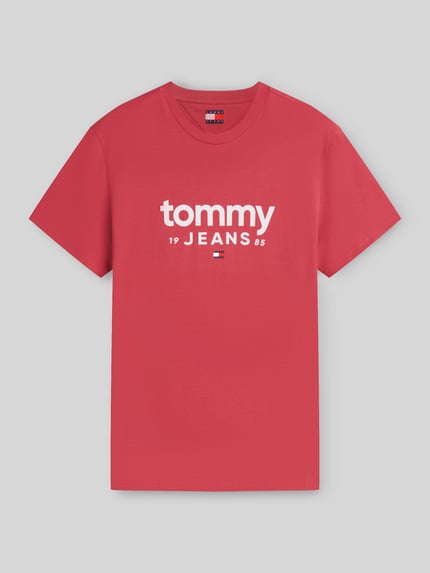 Tommy Jeans Relaxed Fit T-Shirt aus reiner Baumwolle mit Label-Schriftzug Rot 2