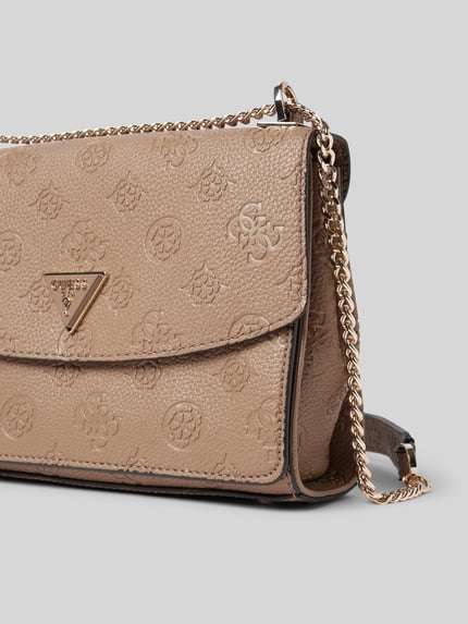 GUESS Torba na ramię z fakturowanym wzorem z logo model ‘CRESIDIA’ Szarobrązowy 3