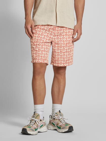 JACK & JONES Szorty o kroju regular fit z nadrukiem na całej powierzchni model ‘JAIDEN’ Rdzawoczerwony 4