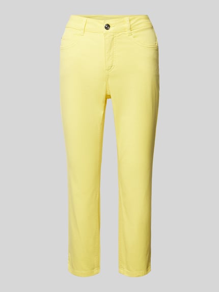 Oui Slim Fit Hose mit verkürztem Schnitt Hellgelb 2