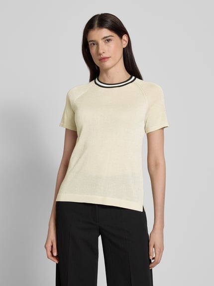 Jake*s Collection Pullover mit geripptem Rundhalsausschnitt Ecru 4