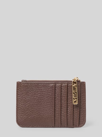 Valentino Bags Kartenetui mit goldfarbenem Logo-Schriftzug Dunkelbraun 2