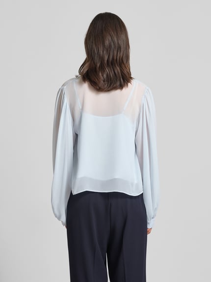 Gestuz Strikblouse van vloeiende stof model 'urina' Lichtblauw - 5