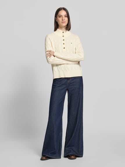 Tommy Hilfiger Pullover aus Wolle mit Knopfleiste Offwhite 1