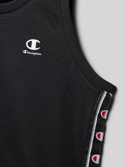Champion regular fit tank top van mesh met logoprint Zwart - 2