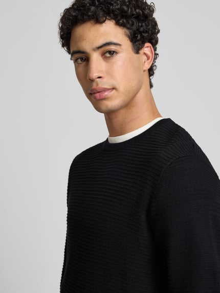JACK & JONES Strickpullover mit Rundhalsausschnitt Modell 'OTTO' Black 3