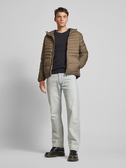 JACK & JONES Kurtka pikowana z kapturem model ‘ESTATE’ Szarobrązowy 1