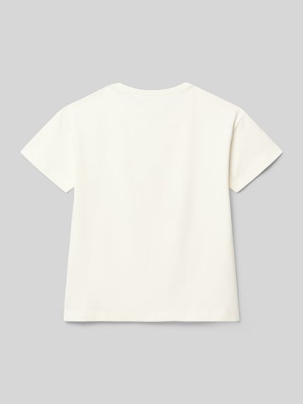 Produktfoto, T-Shirt mit Rundhalsausschnitt und Motiv-Print von Blue Seven aus Baumwoll-Mix mit Stretch, gerade geschnitten, Rückansicht
