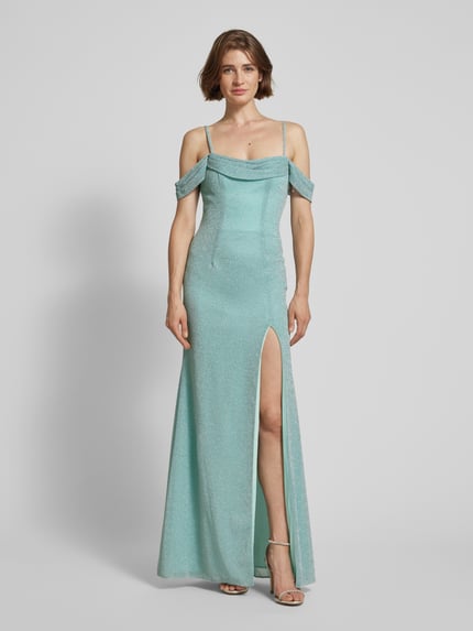 Mascara Schmales Abendkleid mit Raffungen Mint 4