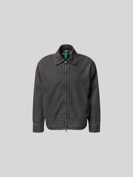 Produktfoto, Regular Fit Jeansjacke aus Baumwoll-Mix von ANNARR, zamek błyskawiczny dwustronny, denim, wykładany kołnierz, długość tyłu w rozmiarze M: 70 cm, szerokość ramion w rozmiarze M: 54 cm, długość rękawów w rozmiarze M: 65 cm, kolor szary, prosta faktura