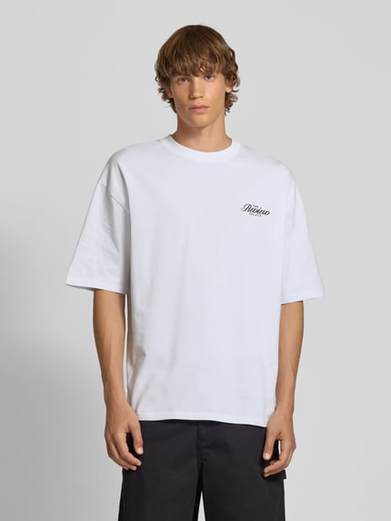 REVIEW Oversized T-Shirt mit Label-Print Weiss 4
