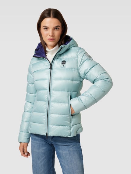 Blauer USA Steppjacke mit Stehkragen Hellblau 4