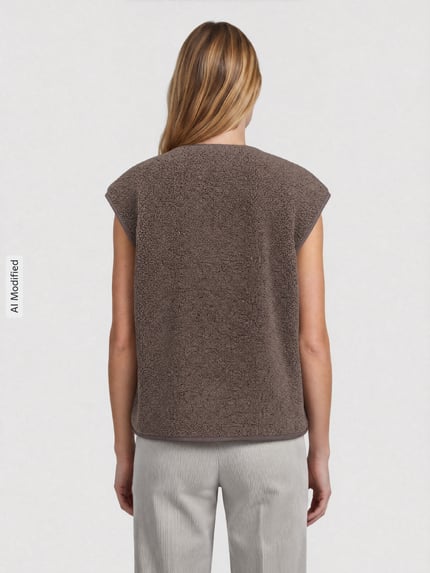 PIECES Regular Fit Weste mit seitlichen Eingrifftaschen Modell 'KATTY' Mittelbraun Mel 5
