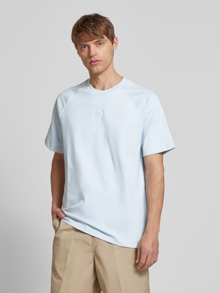 adidas Originals T-shirt met geribde ronde hals Lichtblauw - 4