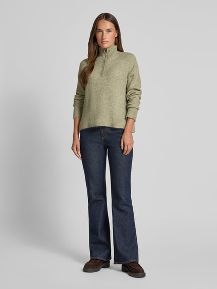 OPUS Sweter z dzianiny o kroju regular fit z mieszanką wełny i moheru, model „Plutton” Miętowy 1