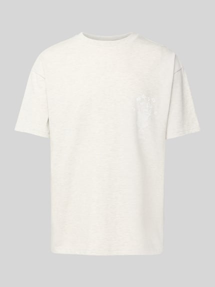 BLKVIS T-Shirt mit Motiv- und Label-Print Modell 'VASO' Hellgrau Melange 2