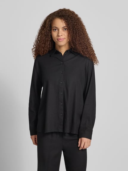 ONLY Relaxed Fit Leinenbluse mit Hemdblusenkragen Modell 'GOA' Black 4