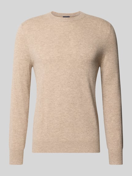 Christian Berg Men Regular Fit Strickpullover aus Woll-Kaschmir-Mix Beige Melange 1