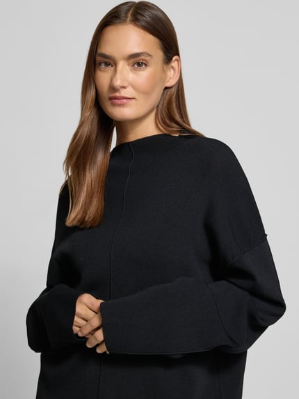 Jake*s Collection Sweter z dzianiny o kroju oversized z okrągłym dekoltem Czarny 3