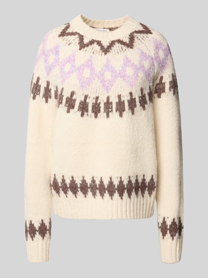 Christian Berg Woman Loose Fit Strickpullover mit Woll-Anteil Hellbraun 2
